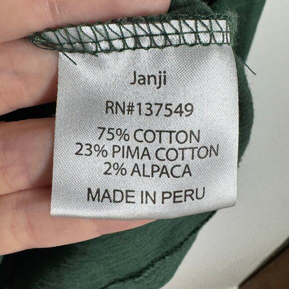 Janji Pima Cotton Alpaca Long Sleeve Top Women M Green Layer Running Active - Picture 6 of 7